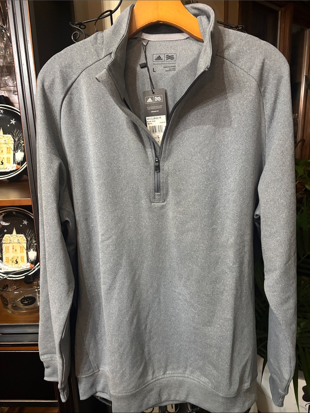 adidas NWT  Men’s Light Gray Half-Zip Shirt Jacket